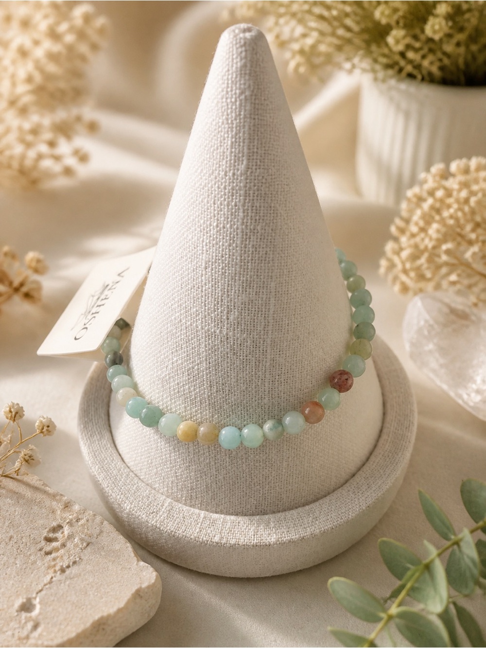 Multicolor Amazonite Beaded Stretch Bracelet - Women Jewelry
